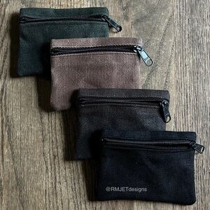 Organic 100% Hemp Waxed Canvas Zipper Micro Pouch Wallet Coin Purse